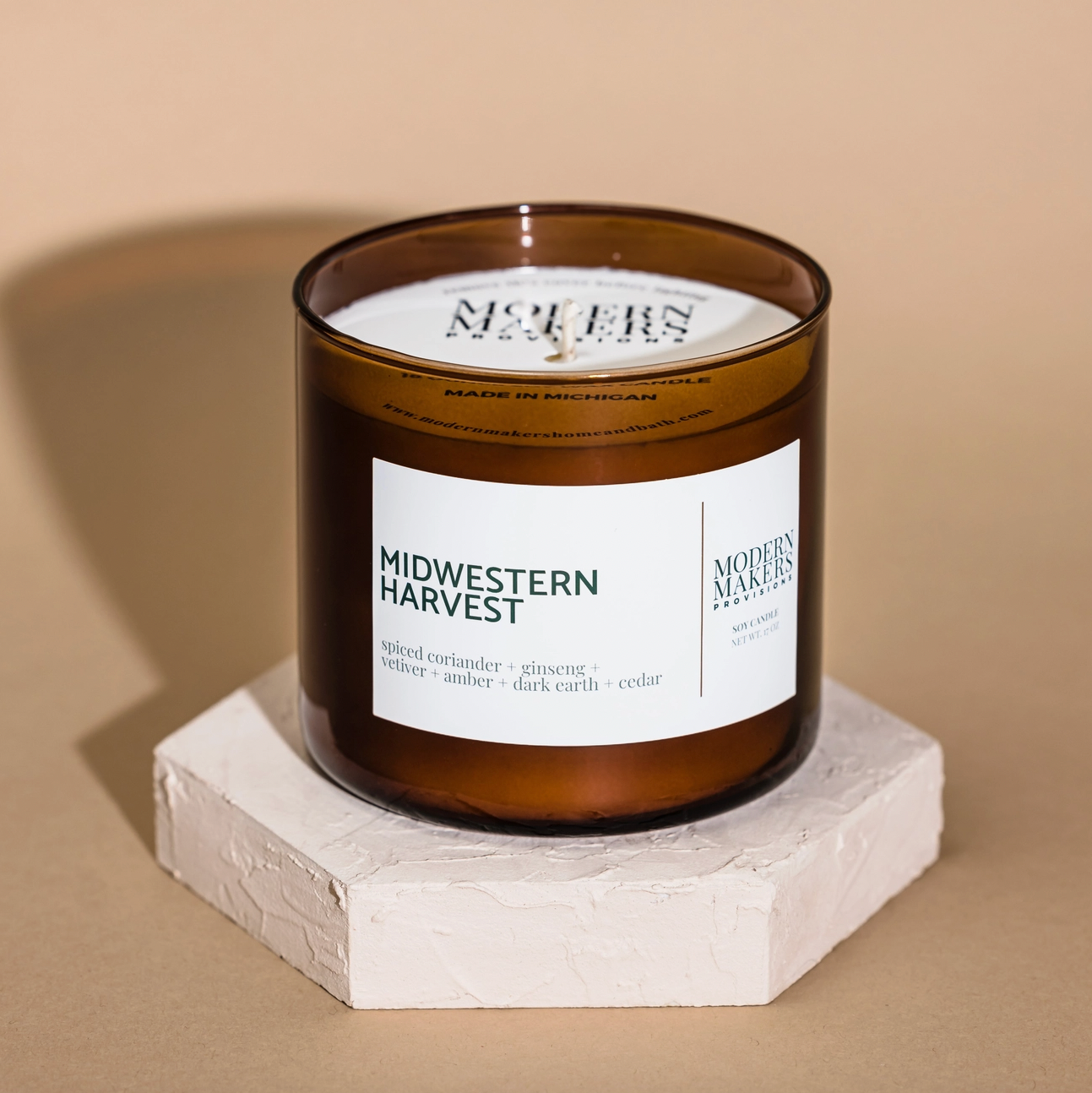 Midwest Harvest Candle on tan backdrop