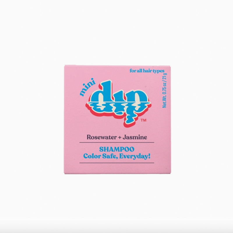 pink box of mini shampoo bar on white background