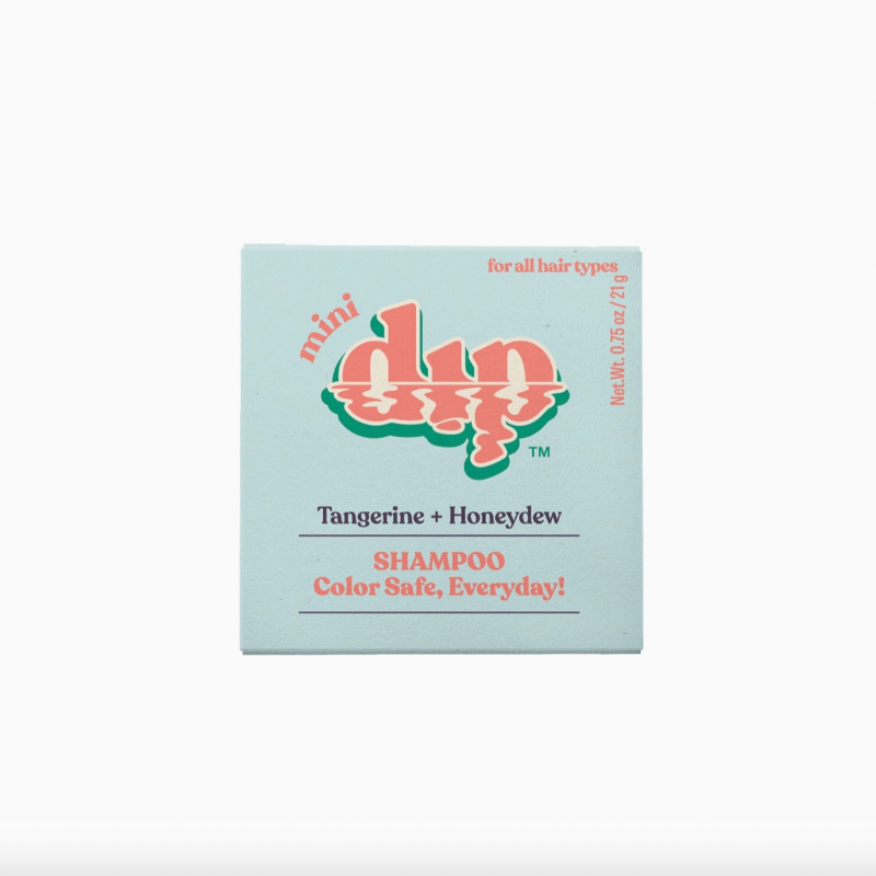 blue box of mini shampoo bar on white backgroun