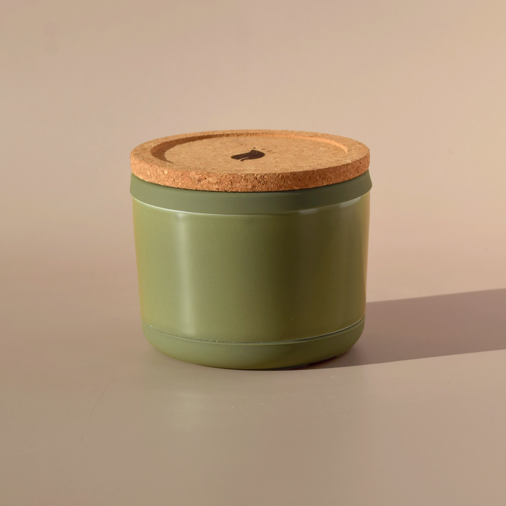green refillable candle jar